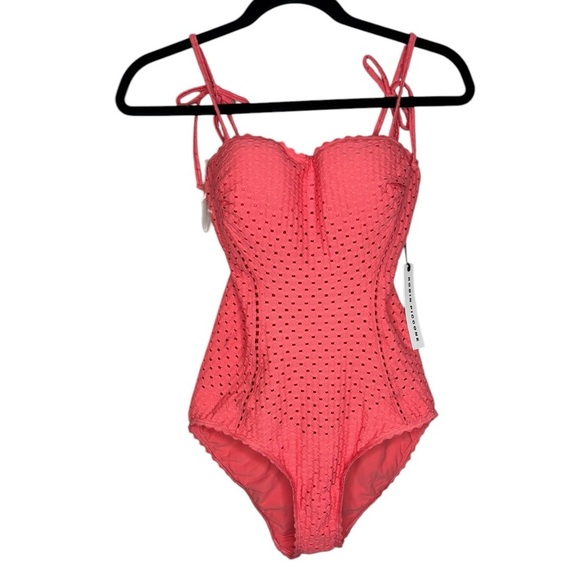 Robin Piccone Eyelet Bandeau One-Piece Swimsuit Suit Size 6 NWT - Picture 1 of 14